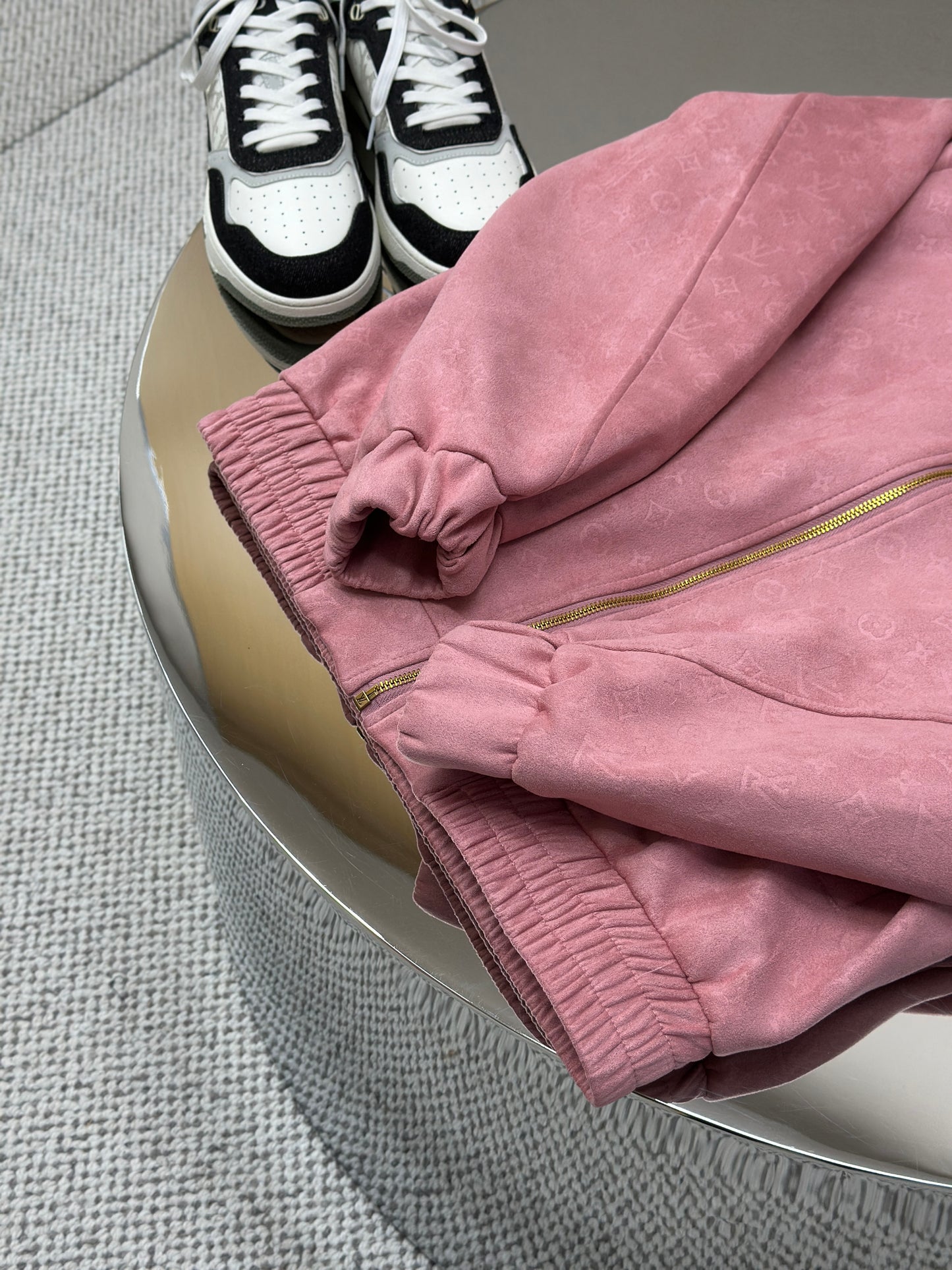 LOUI*V Monogram Debossed Suede Tracksuit Jacket