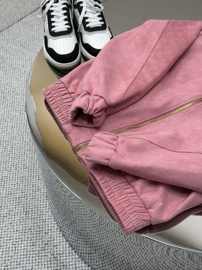 LOUI*V Monogram Debossed Suede Tracksuit Jacket