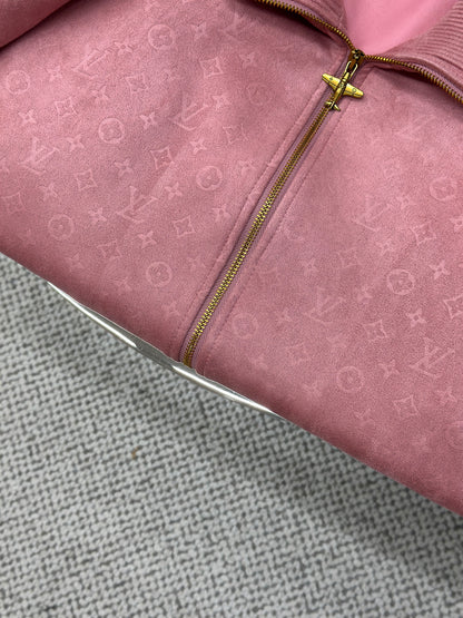 LOUI*V Monogram Debossed Suede Tracksuit Jacket