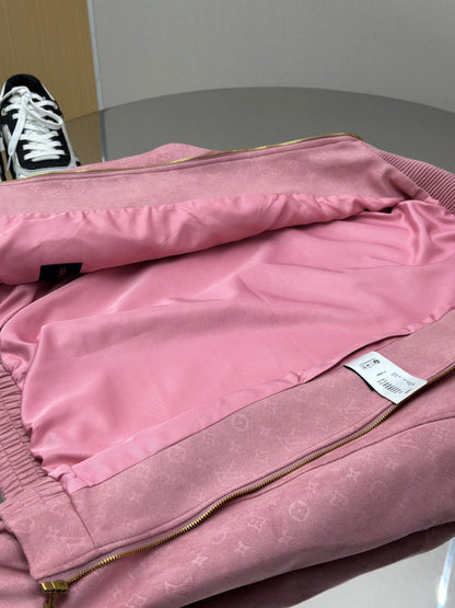 LOUI*V Monogram Debossed Suede Tracksuit Jacket