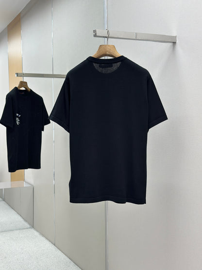 LOUI*V  Embellished Short-Sleeved Cotton Crewneck