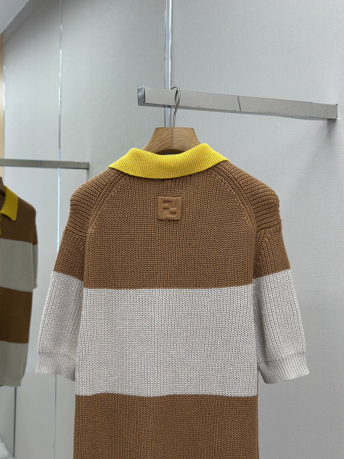 FEND1  Yellow and beige cotton jersey polo shirt