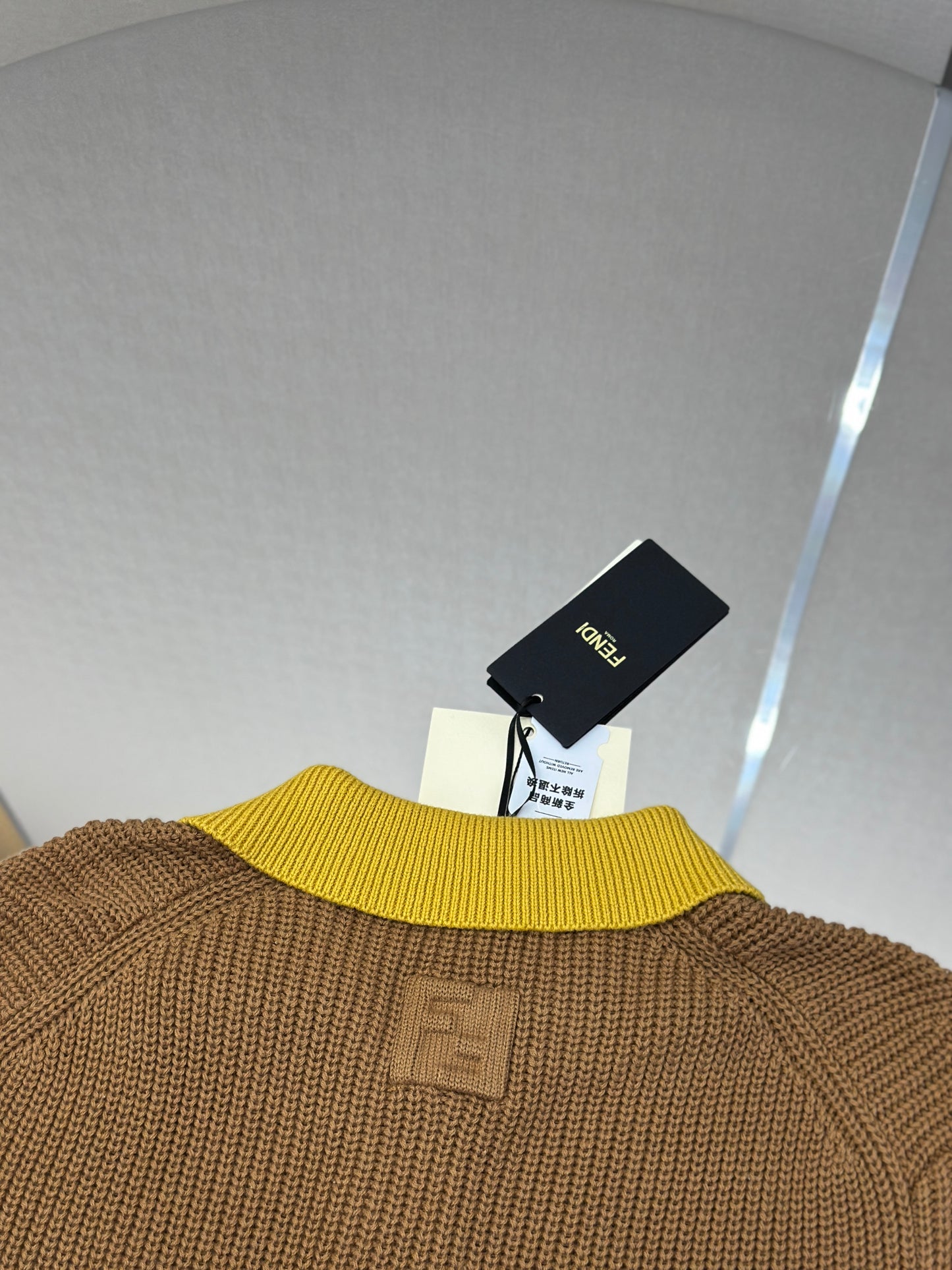 FEND1  Yellow and beige cotton jersey polo shirt