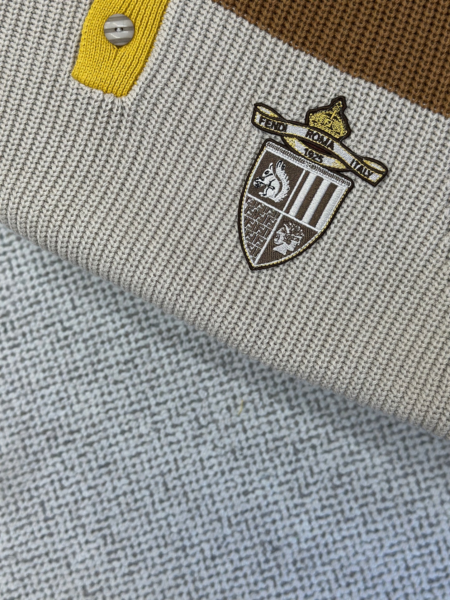 FEND1  Yellow and beige cotton jersey polo shirt