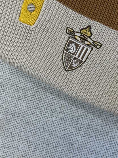 FEND1  Yellow and beige cotton jersey polo shirt