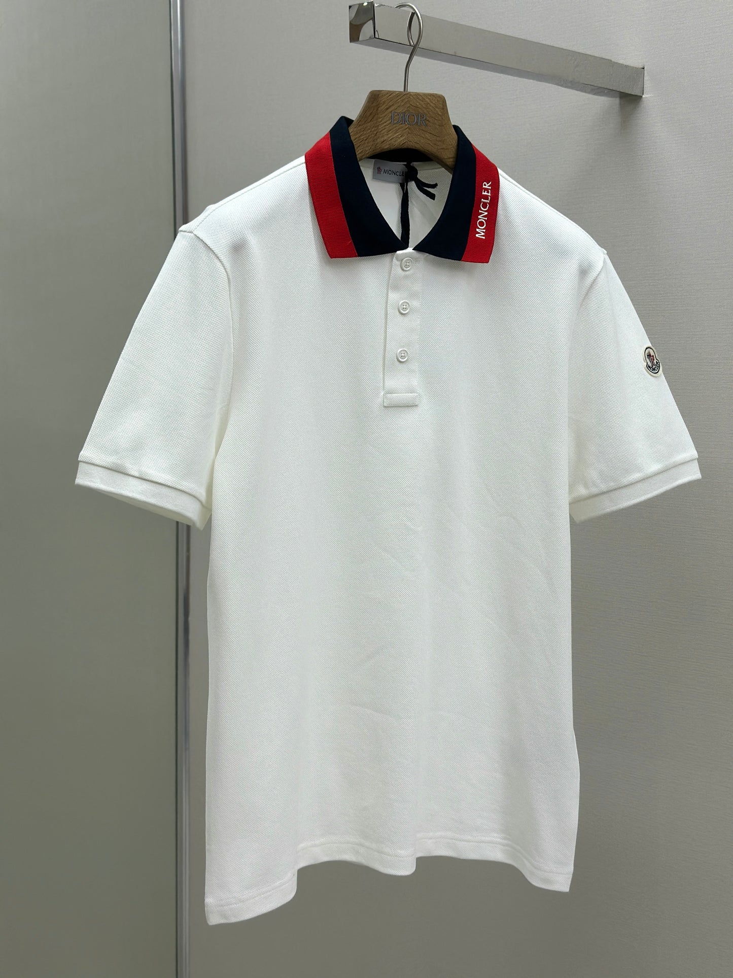 MONCL* Embroidered Logo Cotton Piquet Polo Shirt