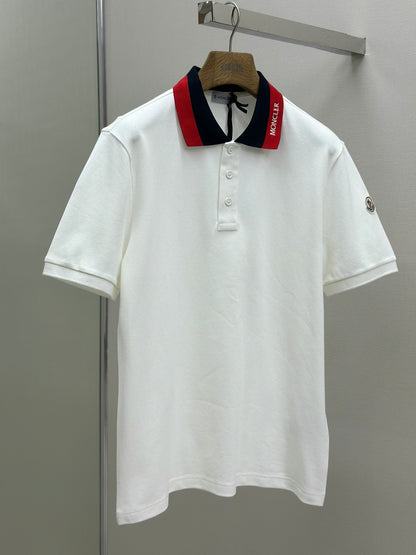 MONCL* Embroidered Logo Cotton Piquet Polo Shirt