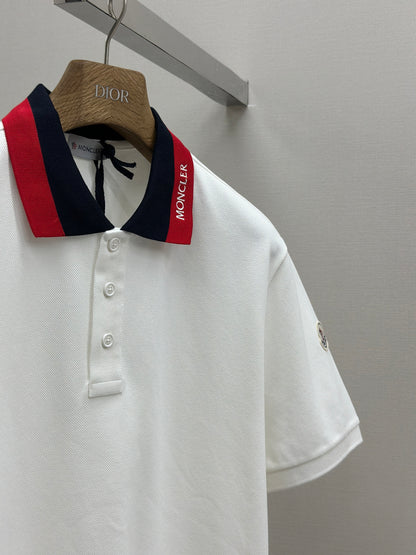 MONCL* Embroidered Logo Cotton Piquet Polo Shirt