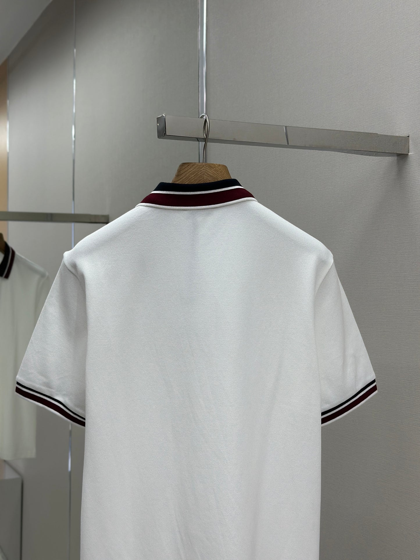 MONCL*  Striped Collar Cotton Piquet Polo Shirt