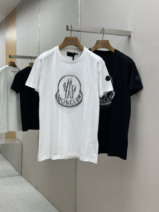 MONCL* Blurred Logo Cotton T-Shirt