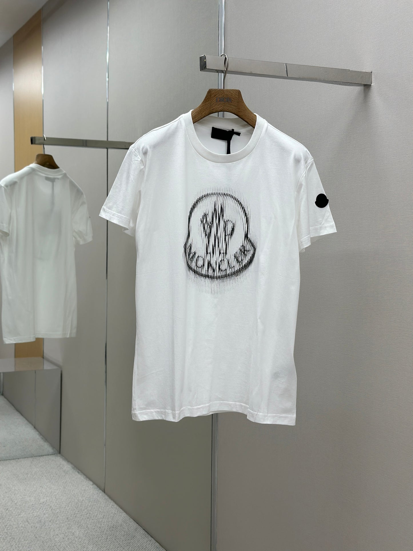 MONCL* Blurred Logo Cotton T-Shirt