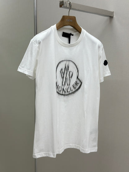 MONCL* Blurred Logo Cotton T-Shirt