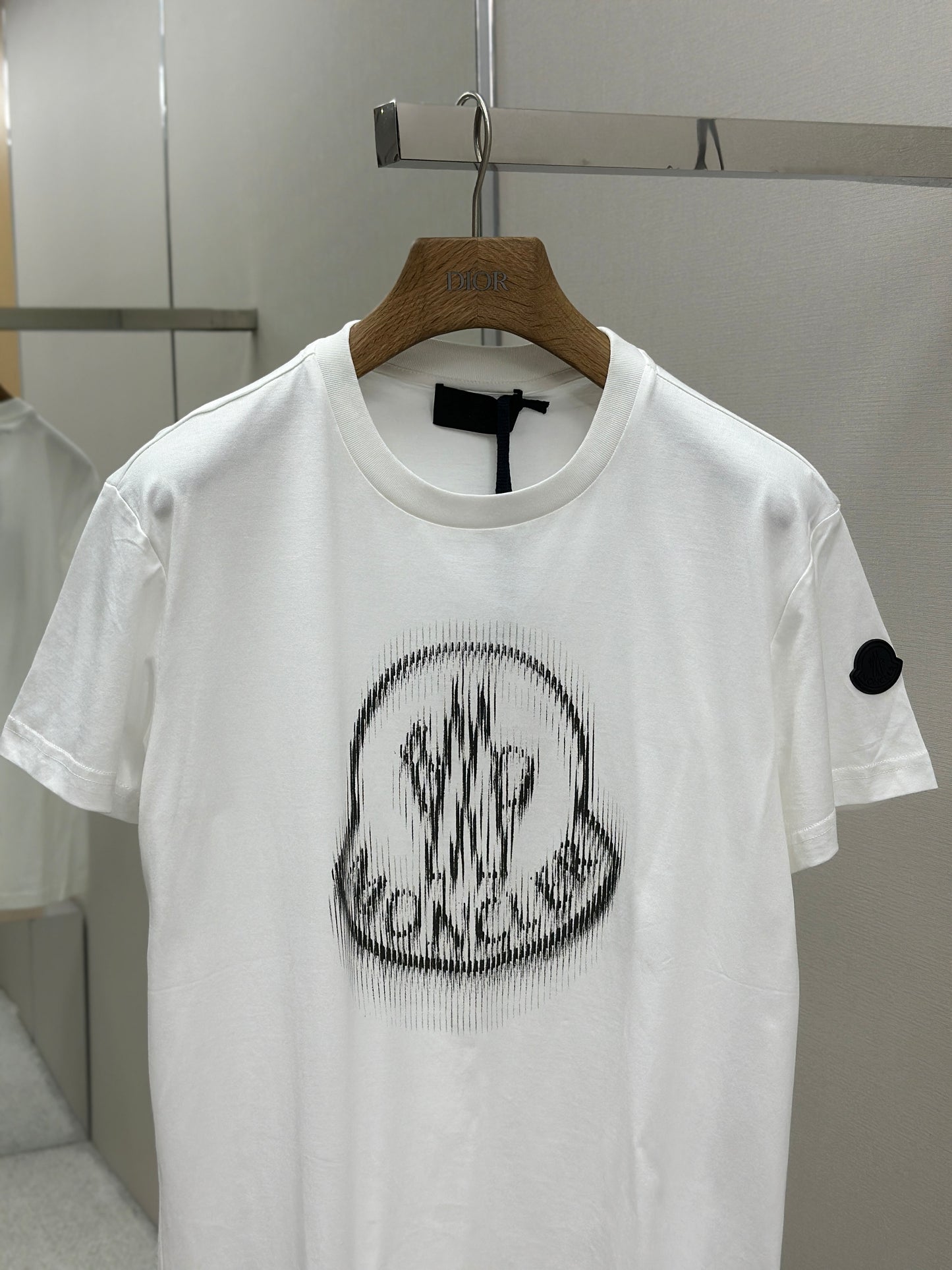 MONCL* Blurred Logo Cotton T-Shirt