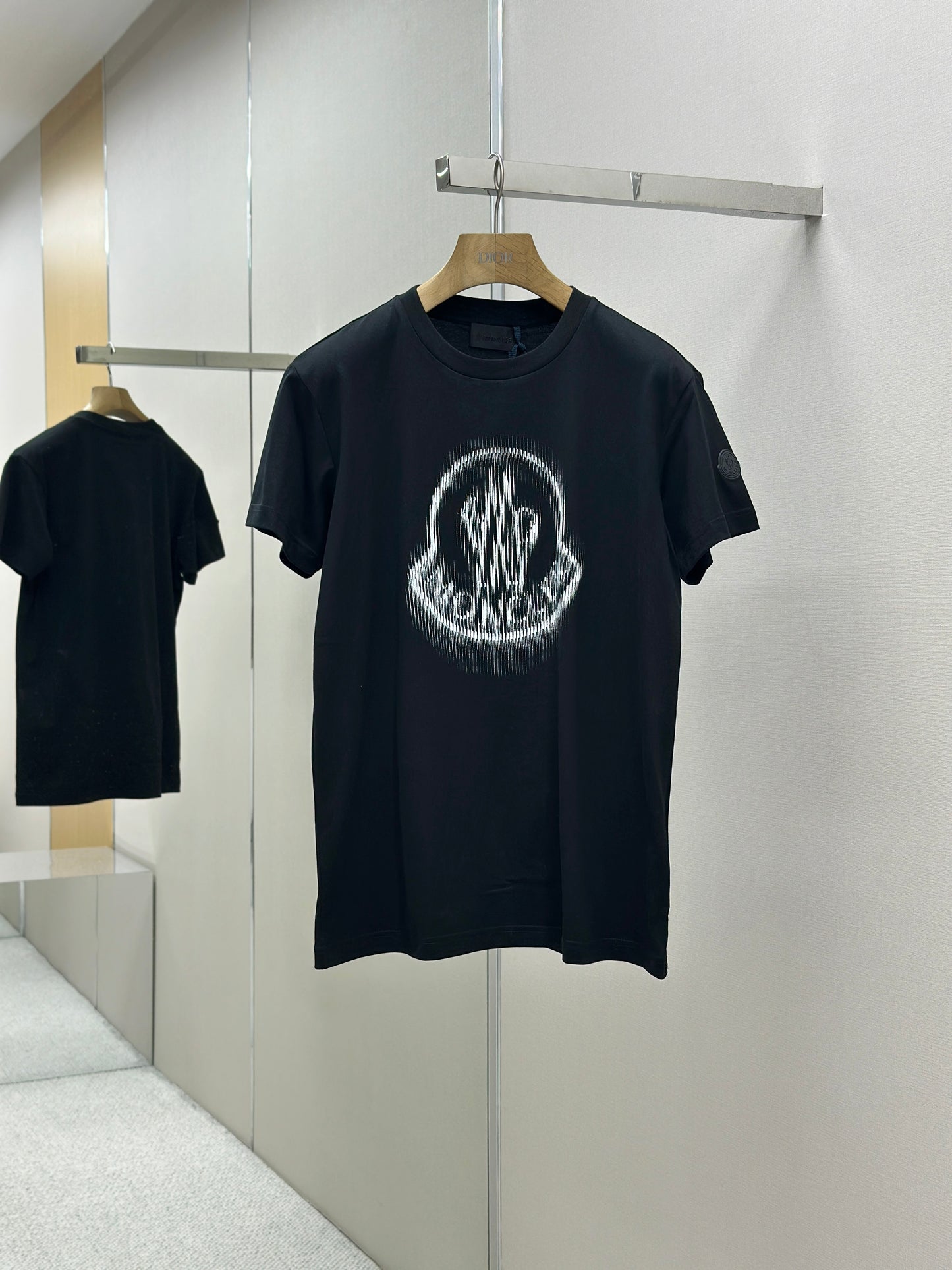 MONCL* Blurred Logo Cotton T-Shirt