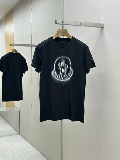 MONCL* Blurred Logo Cotton T-Shirt