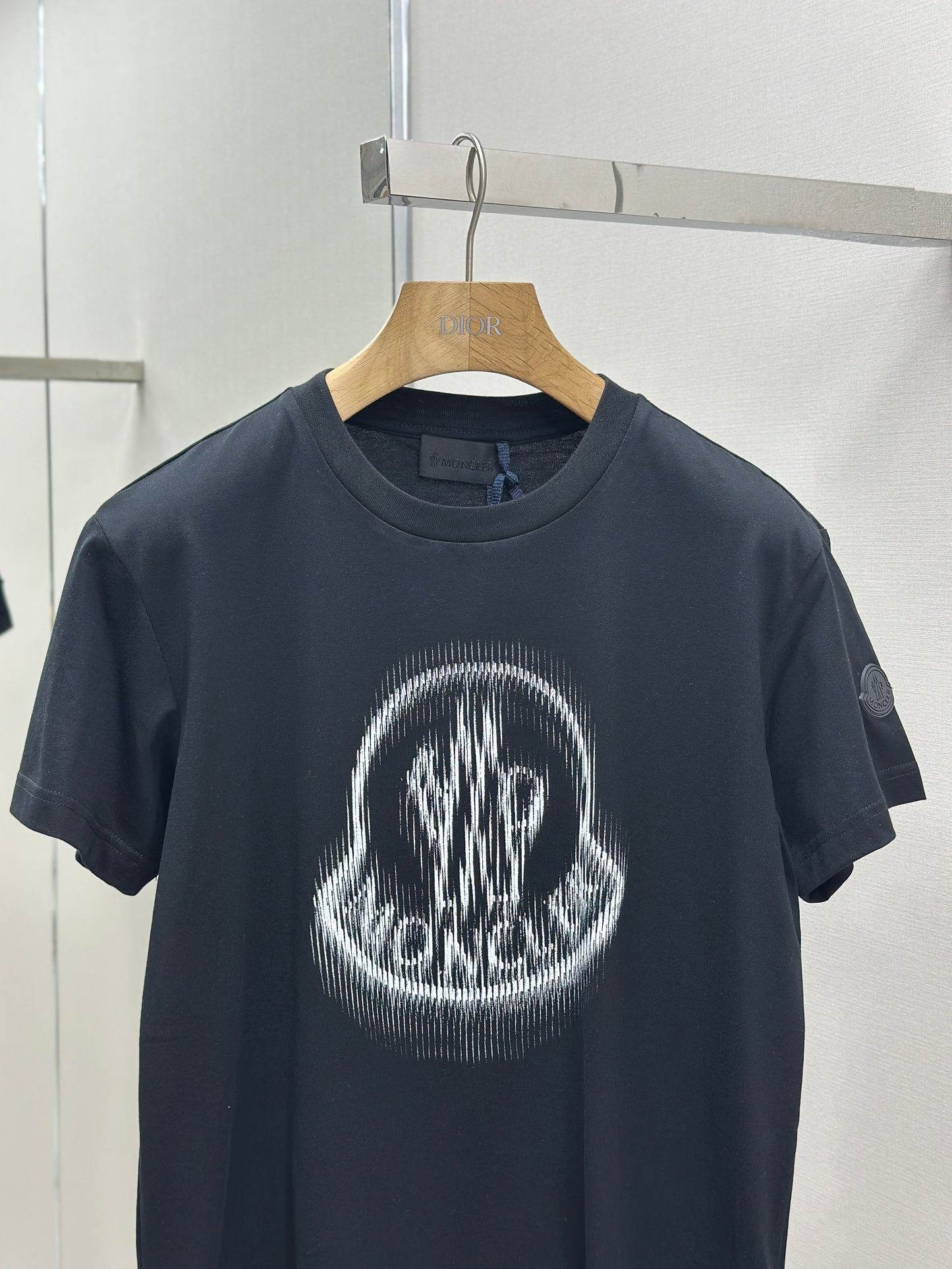 MONCL* Blurred Logo Cotton T-Shirt