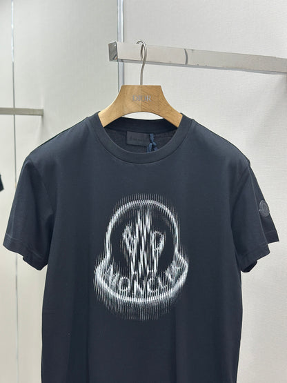 MONCL* Blurred Logo Cotton T-Shirt