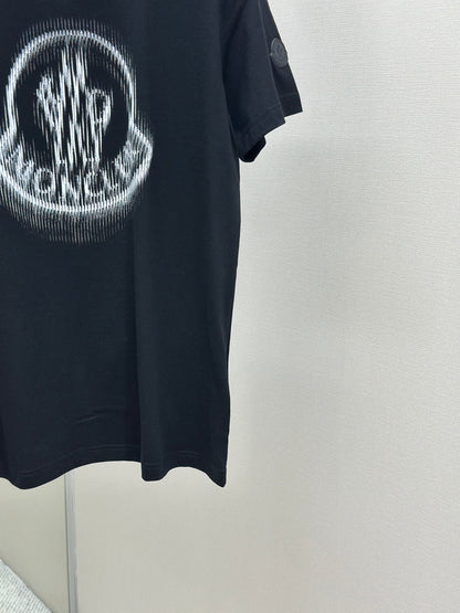 MONCL* Blurred Logo Cotton T-Shirt