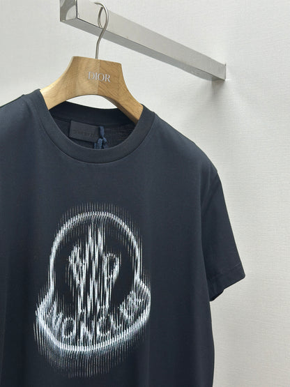 MONCL* Blurred Logo Cotton T-Shirt