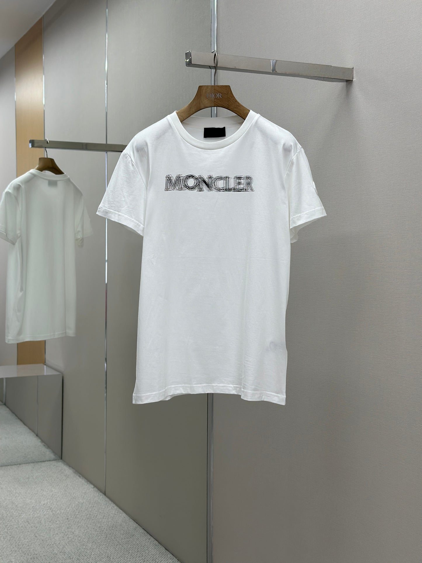 MONCL*  Blurred Logo Cotton T-Shirt