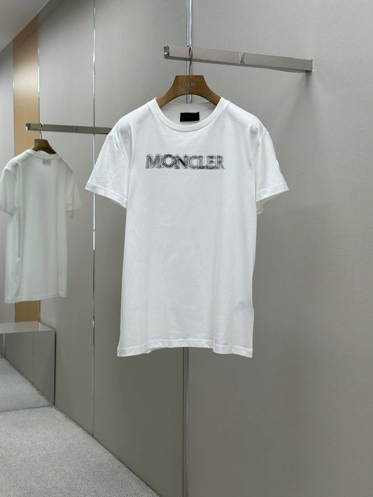MONCL*  Blurred Logo Cotton T-Shirt