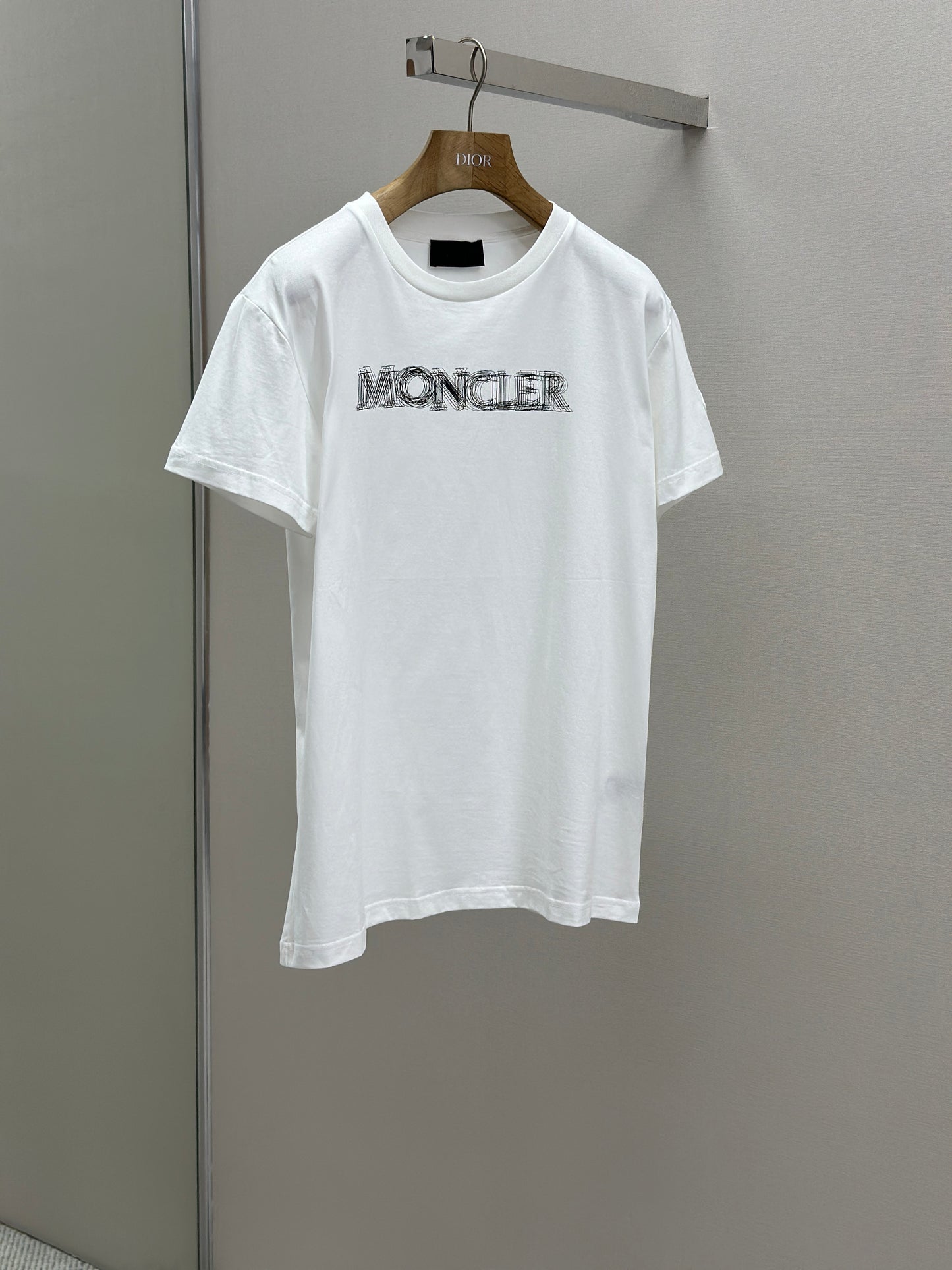 MONCL*  Blurred Logo Cotton T-Shirt