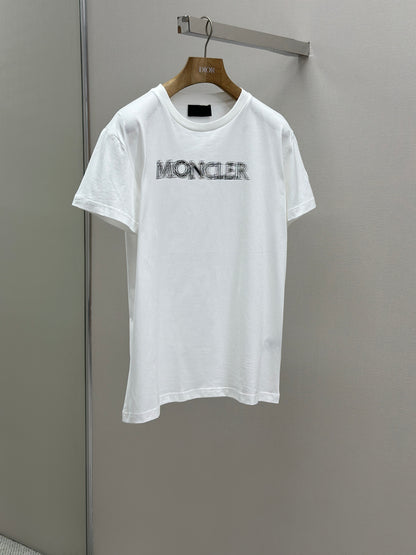 MONCL*  Blurred Logo Cotton T-Shirt