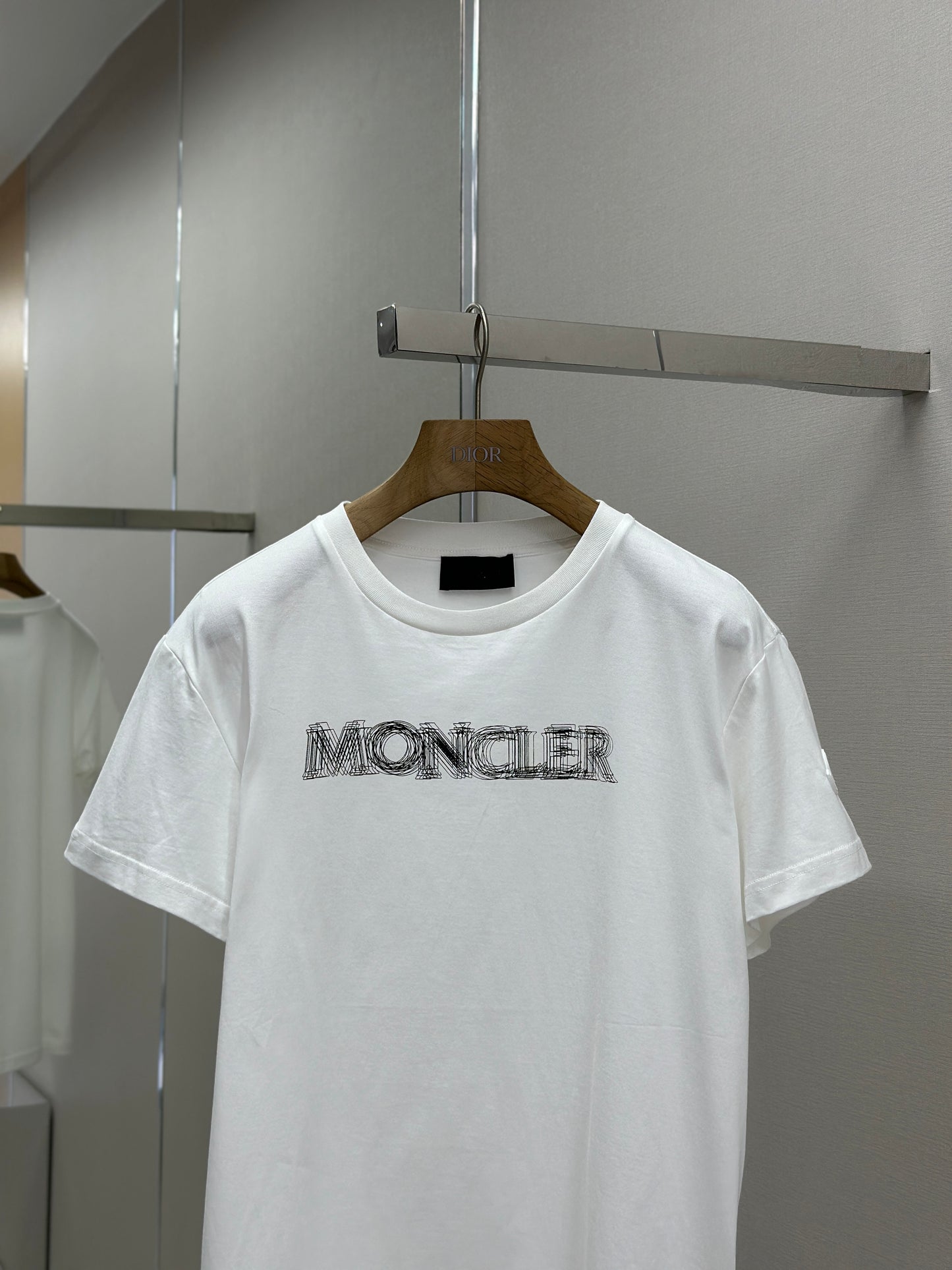 MONCL*  Blurred Logo Cotton T-Shirt