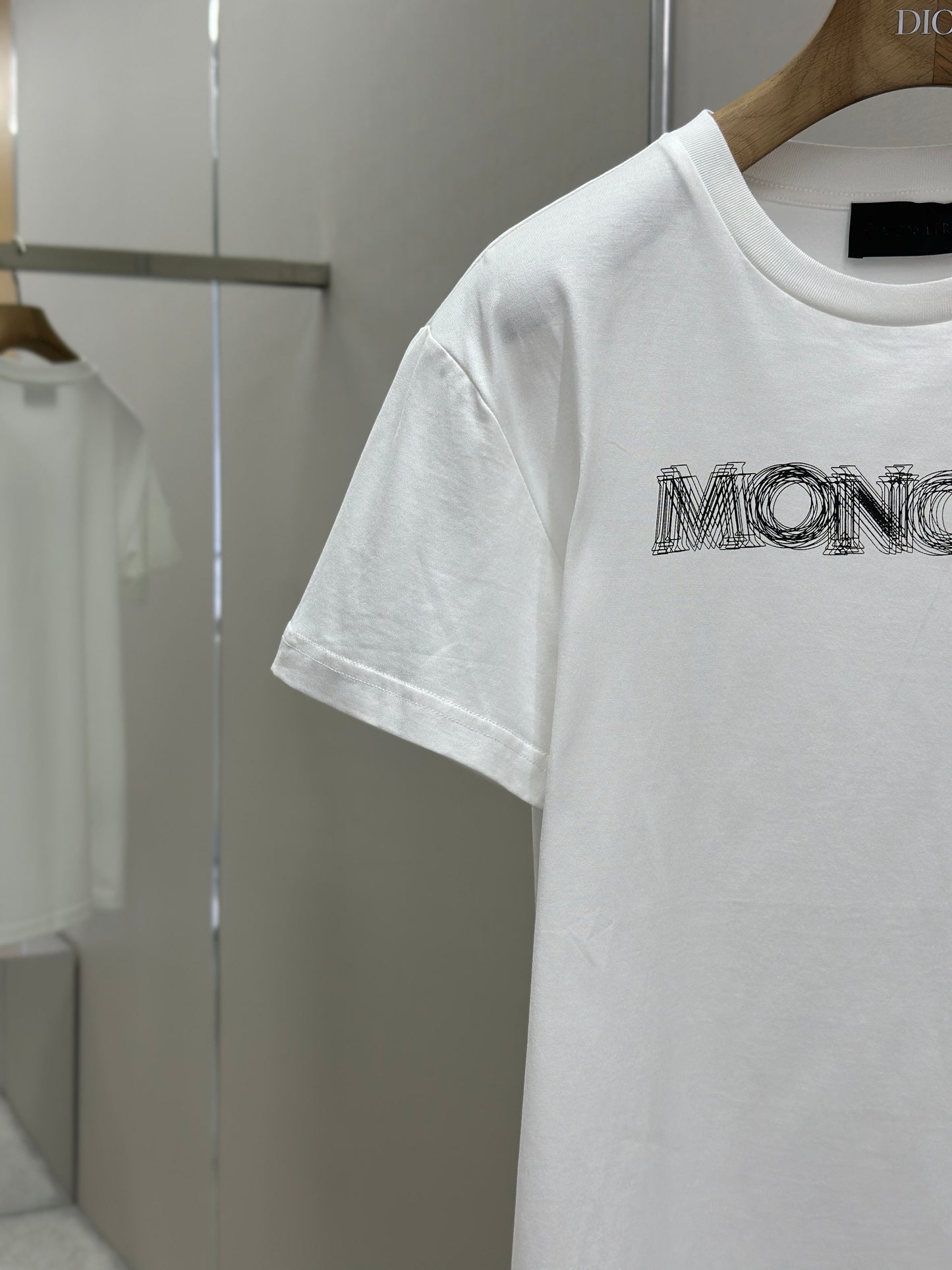 MONCL*  Blurred Logo Cotton T-Shirt