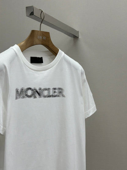 MONCL*  Blurred Logo Cotton T-Shirt
