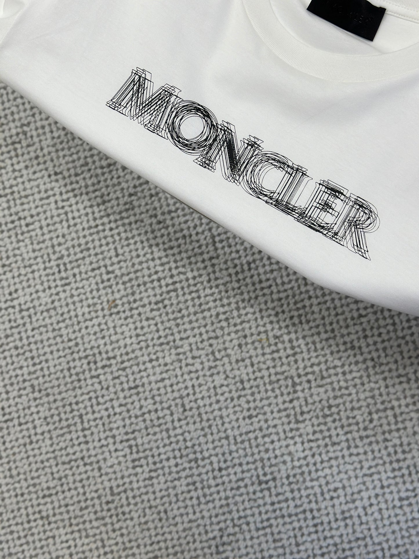 MONCL*  Blurred Logo Cotton T-Shirt