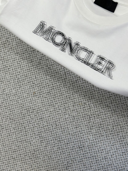 MONCL*  Blurred Logo Cotton T-Shirt