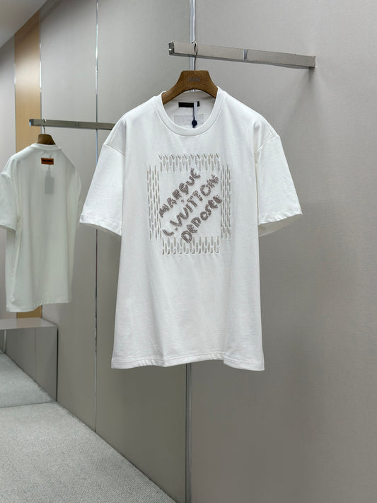 LOUI*V  Embroidered Signature Cotton T-Shirt
