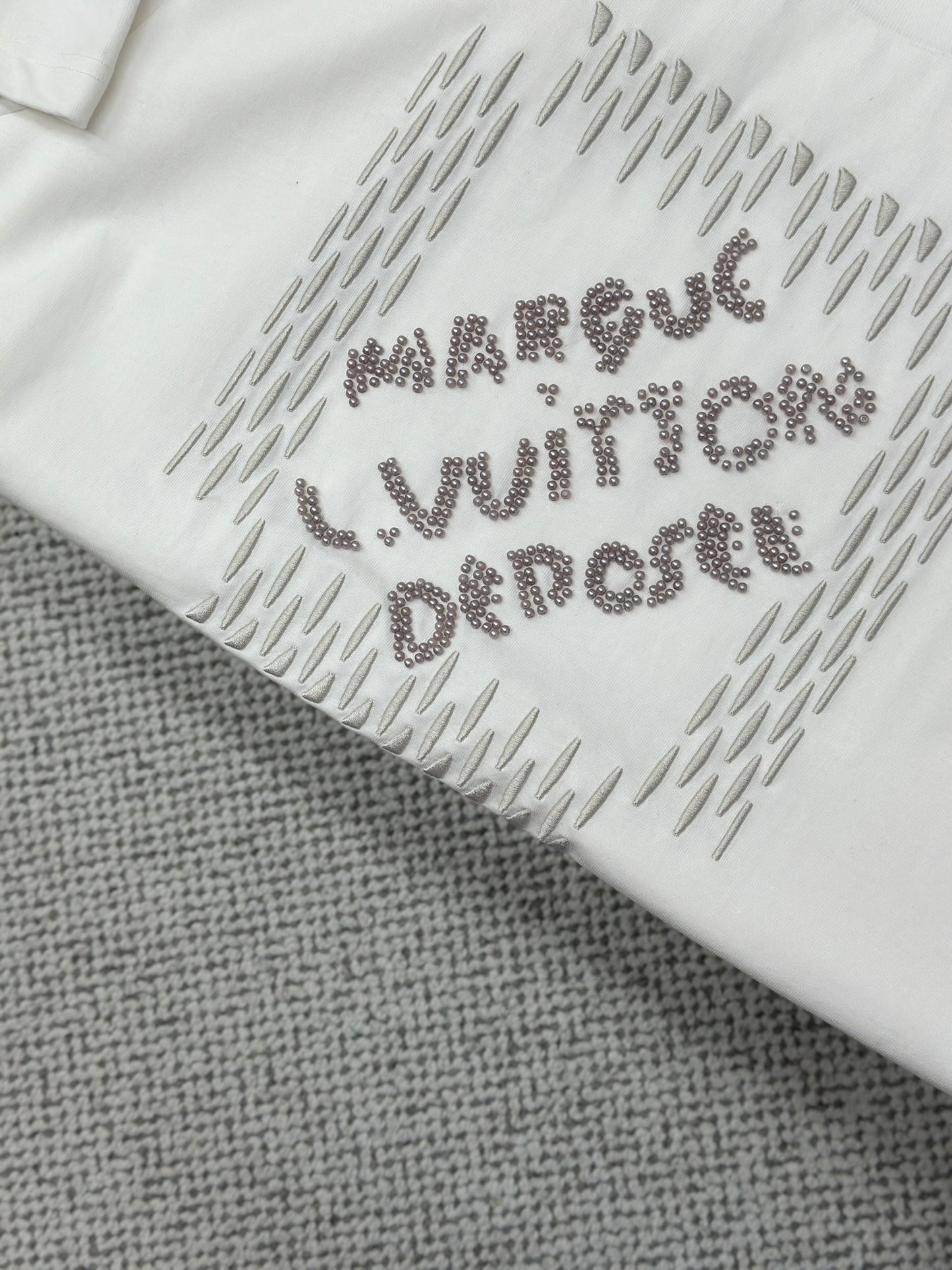 LOUI*V  Embroidered Signature Cotton T-Shirt