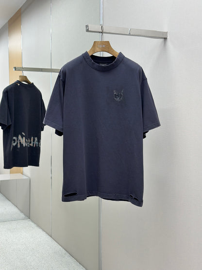 BALENC*   Nail Polish Cropped T-shirt in Faded Black