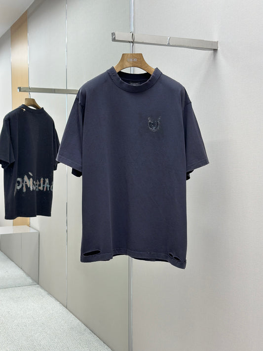 BALENC*   Nail Polish Cropped T-shirt in Faded Black