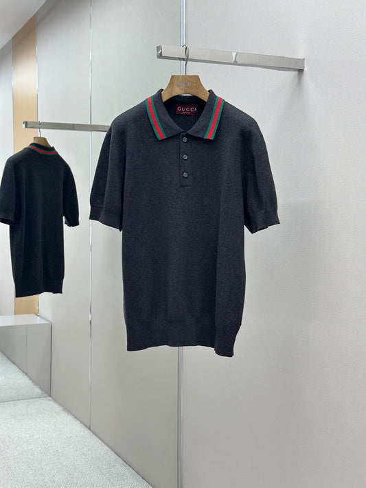 GUC* Silk cotton polo shirt with Web