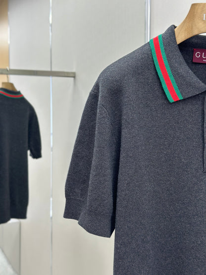 GUC* Silk cotton polo shirt with Web