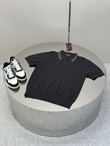 GUC* Silk cotton polo shirt with Web