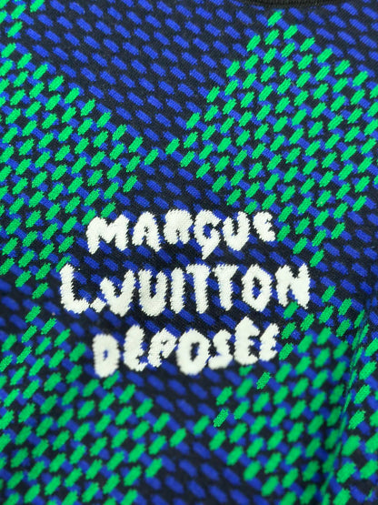 LOUI*V Jacquard Damier Short-Sleeved Cotton Crewneck