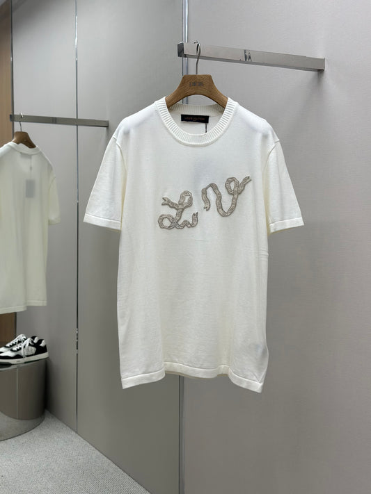 LOUI*V Embellished Short-Sleeved Cotton Crewneck